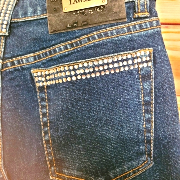 UPCYCLED HANDMADE "LAWMAN" ELEGANT MAXI DENIM & RHINESTONE SKIRT! - Picture 10 of 12